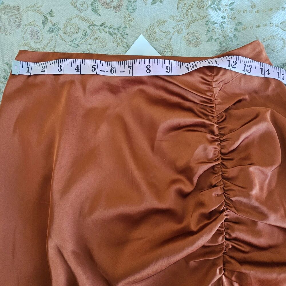 Abercrombie & Fitch Satin Midaxi Skirt Rust Brown Paprika Size M - Picture 5 of 9